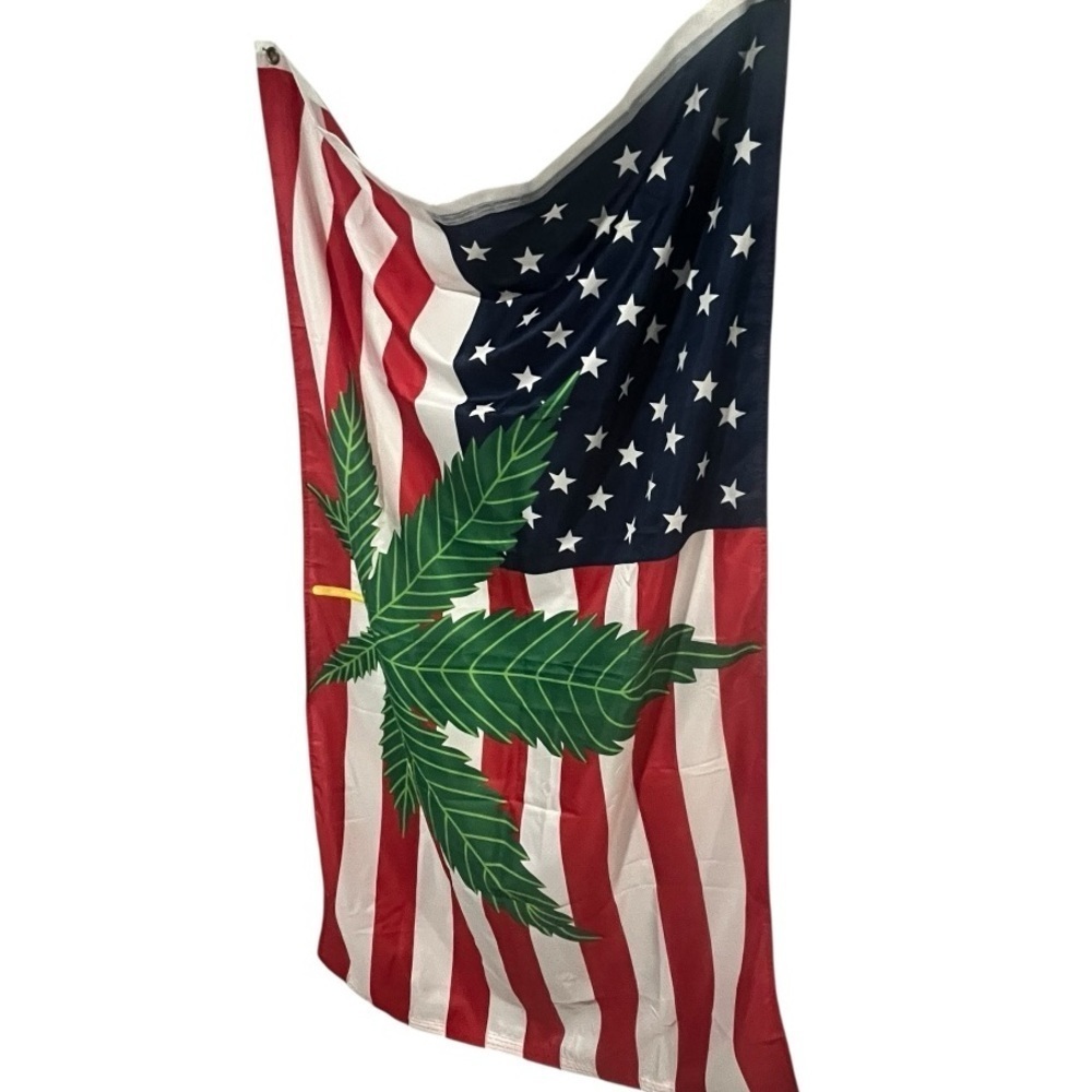 American Flag with Leaf Design - Picture 2 of 2